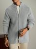 Men's High Neck Double Zipper Cardigan Sweater Jacket - Solid Color, Loose-Fit Knit Top for Autumn and Winter