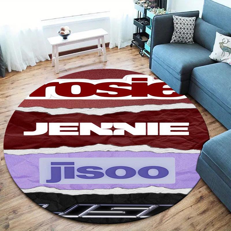Blackpink Round Area Rug,Carpet Rug for Living Room Bedroom Sofa Playroom Decor,Non-slip Floor Mat