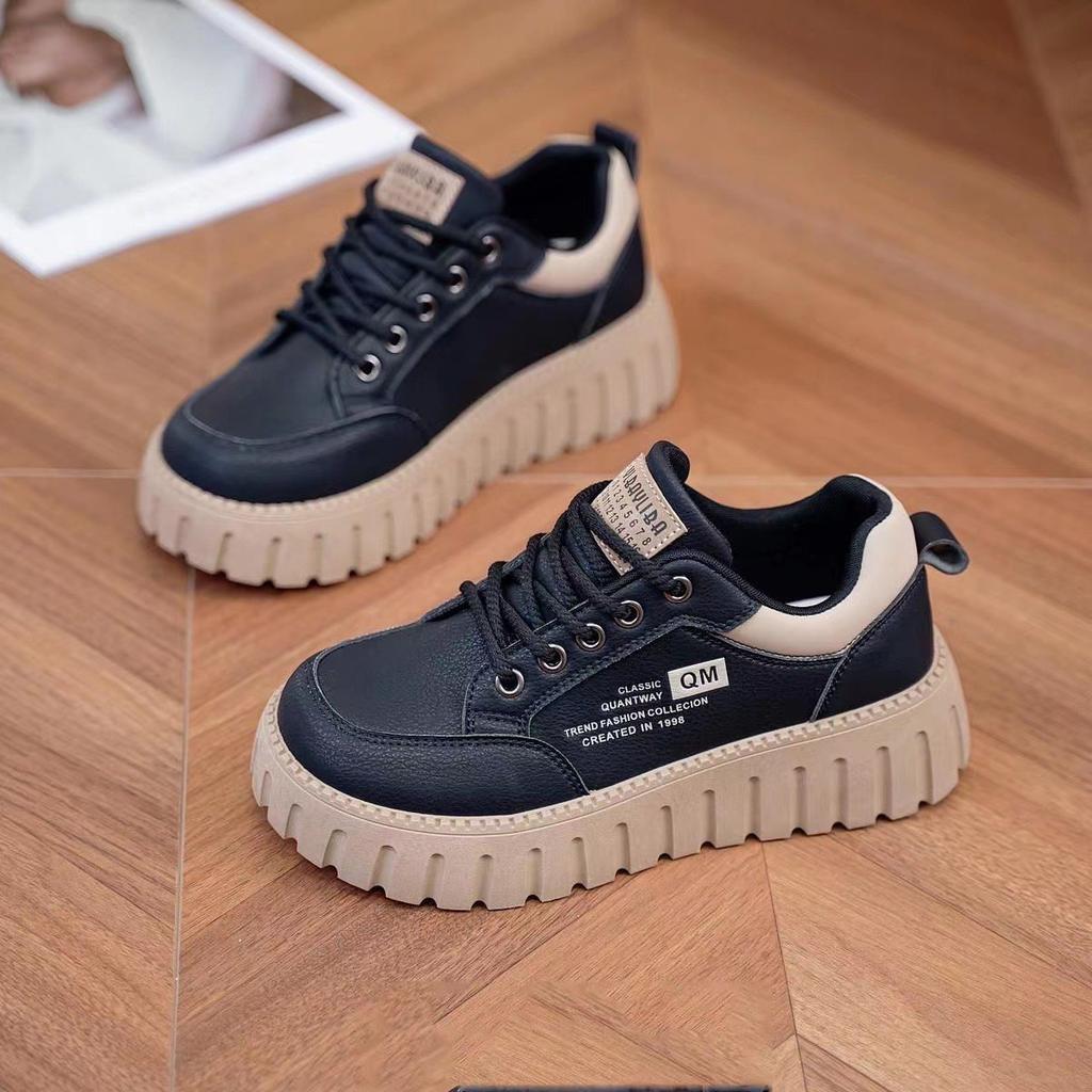 2025 new, spring soft-soled sports shoes women's versatile ins trendy board shoes, thick-soled heightening fashionable casual trendy shoes