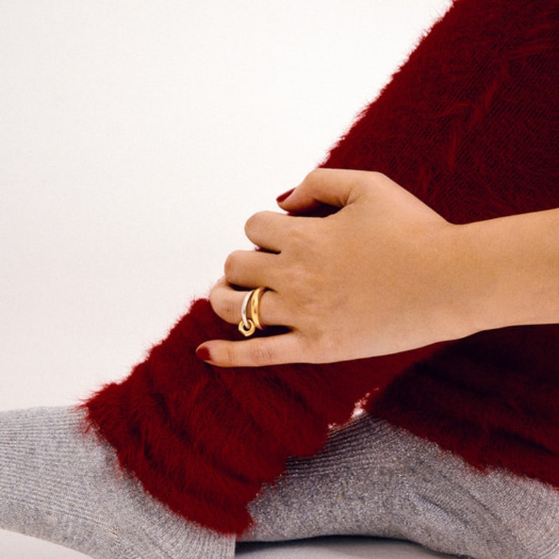 COLLECT SYNERGY white topaz donut link combi ring