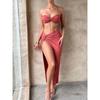 Sexy Strapless High Waisted Slit Skirt Sexy Tube Top High Waist Slit Skirt