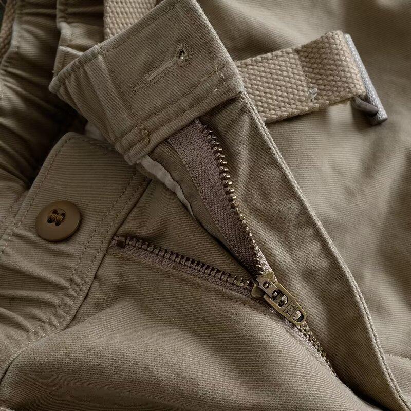 Men'S Summer Cargo Trousers Large Pocket Casual Work Pants Fashion Soild Long Sweatpants Outdoor Streetwear Loose Male Slacks