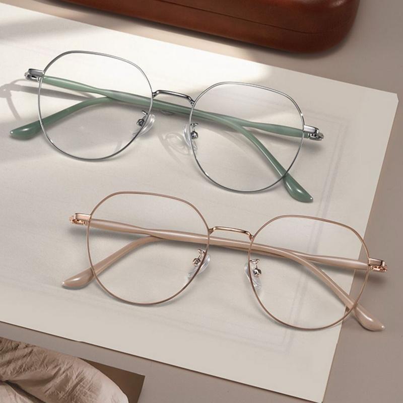 Anti Blue Light Korean Style Round Reading Glasses Computer Frames Alloy Women Prebyopia Spectacles Eyeglasses 0 -1.5 -2 -2.5 -3