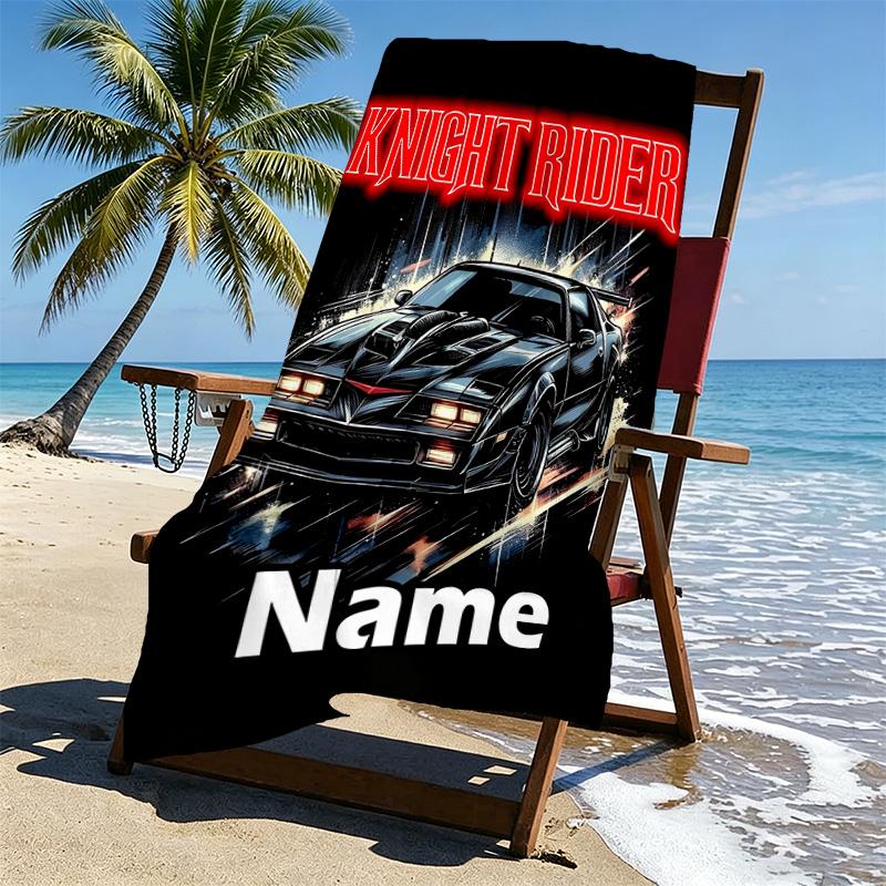 Toalha de Praia Personalizada com Nome Cavaleiro da Estrada, para Viagem Acampamento Festa na Praia Decoração de Casa, Presente de Aniversário para Família e Amigos