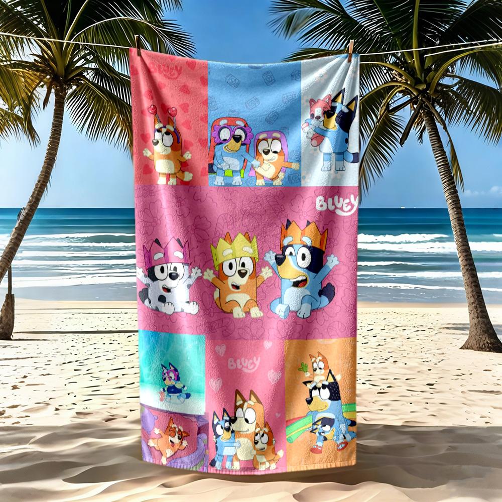Lovely Bluey Beach Towel Super Soft & Absorbent Comfortable Lightweight Perfect for Traveling Yoga Camping and Swimming