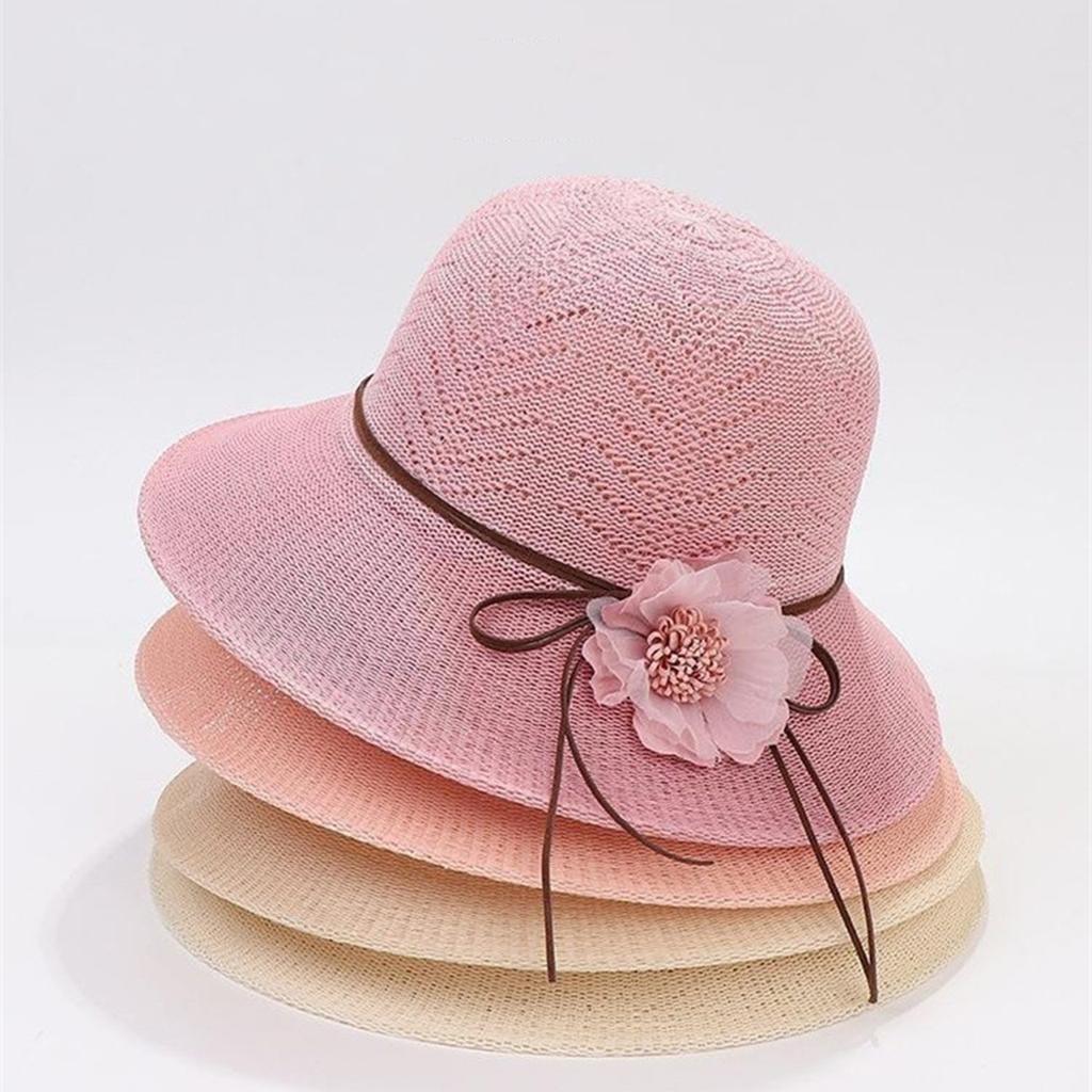 Boho Flower Decor Summer Straw Hat Women Wide Brim Bucket Hats Fashion Travel Beach Holiday UV Protection Sun Caps