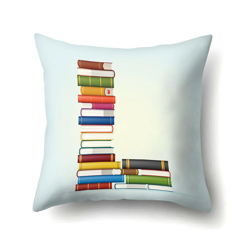 Polyester Pillowcase Car Decoration Home 26 English Letters Print Book Pillowcase