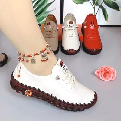 Frühlings- Stoßdämpfende Orthopädische Schuhe Für Damen Herbst Schnür-Flats Damen Slipper Damen Komfort Mokassins Weibliche Fahrerschuhe