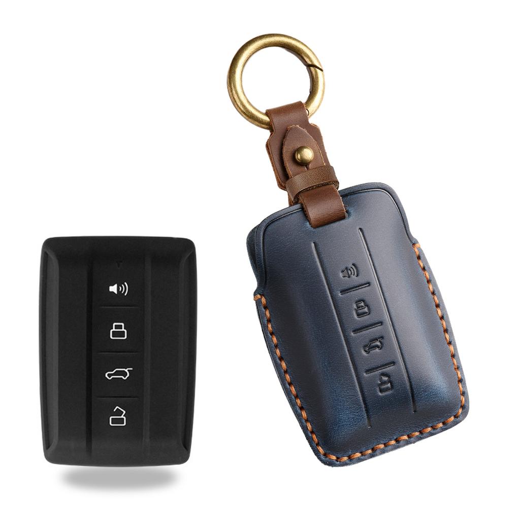 Crazy Horse Leather Car Key Case For Great Wall Gwm Wey Tank 300 500 Tank300 Tank500 Keyless High-Quality Car Accessories