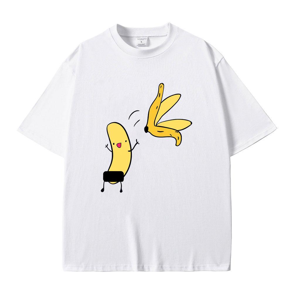 Banana Naked Funny Meme T Shirt Unisex Women Casual Cartoon Humor T-shirt Unisex's 100% Cotton Vintage Oversized Short Sleeve T-shirts