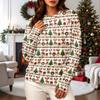 Women's Casual Long Sleeve Christmas Print Crewneck Sweatshirt Top for Holiday Wear