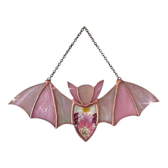 Bat Stained Glass Sun Catcher Translucent Window Hanging Decoration Handmade Acrylic Wall Art Light Catcher for Halloween Home Decor