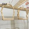 Non-slip Bird Perch Parrot Swing Perch, Solid Wood Pole, Wooden Blocks And Toy Natural Beads Arch, Unpainted for Small Medium Parrots Climbing