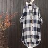 Plus size dames zomer dunne geruite lange blouse losvallend elegant Koreaanse stijl blouses tops