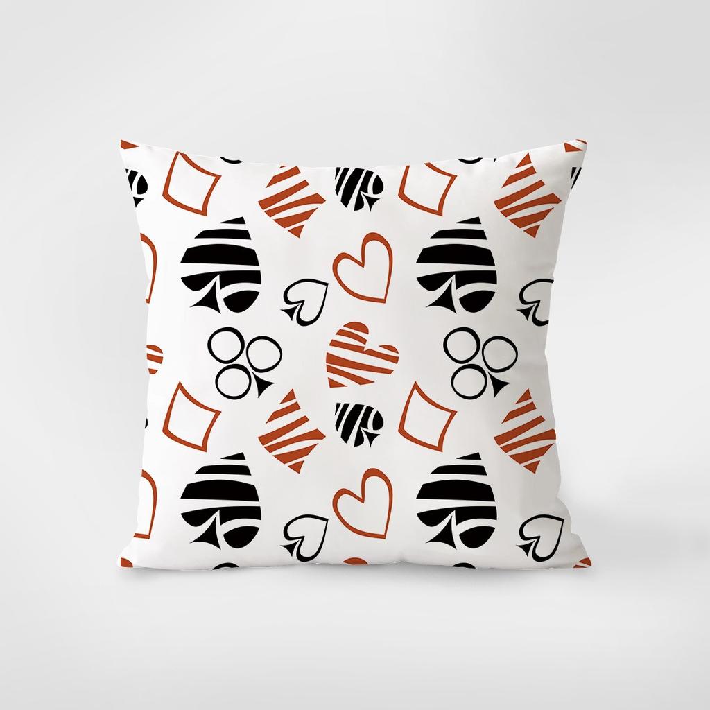 Playing Card Pattern Decorative Pillowcase Bedroom Living Room Square Cushion Pillowcase