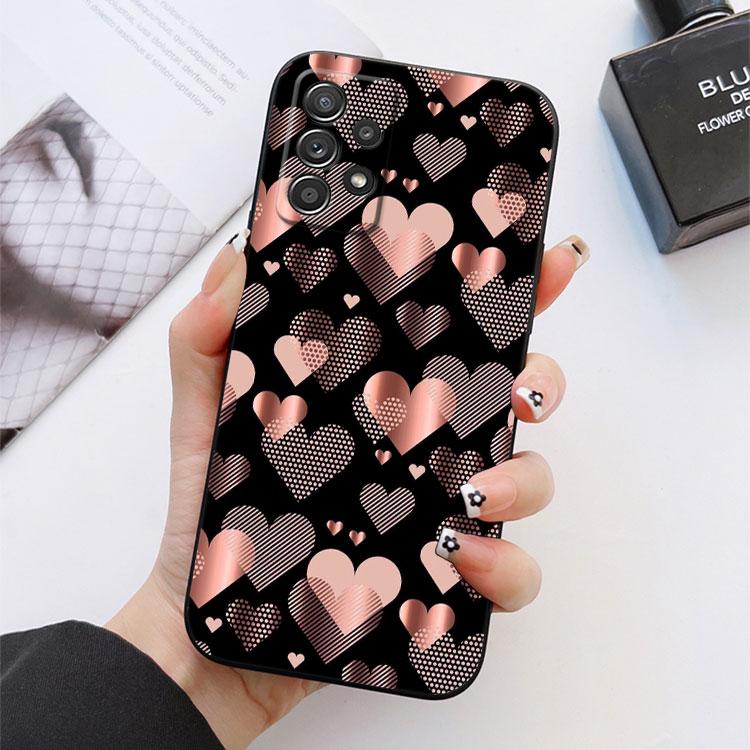 Glitter Hearts Love Leaf Phone Case For Samsung Galaxy S24FE S25 Ultra A02 A03 A04 A05 A06 A12 A13 A16 A26 A35 A36 A56 A55 Cover