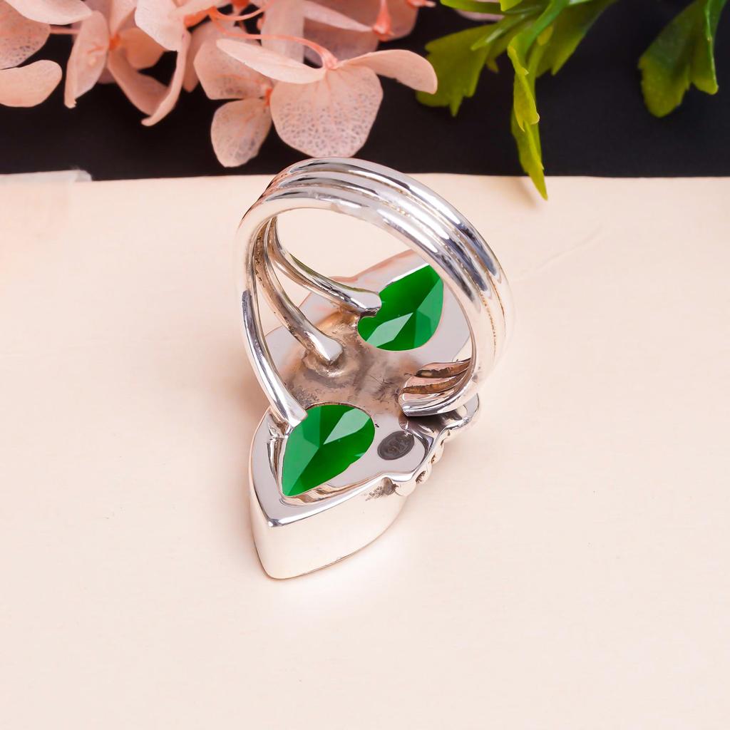 Handmade Chrome Diopside,925 Sterling Silver Ring,Boho Hippie Gemstone jewelry Ring Perfect Gift For Love Once