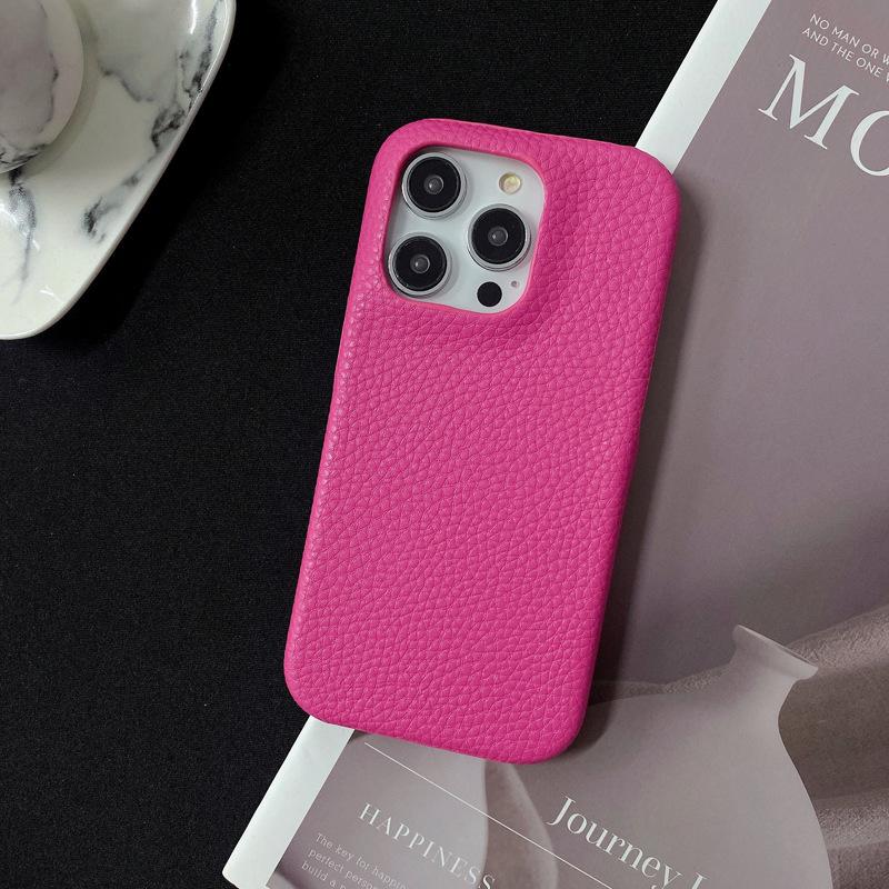 Half-wrapped Lychee Pattern, Suitable for Apple 15promax Phone Case, IPhone14 Anti-drop 13 Creative Women's Leather Case