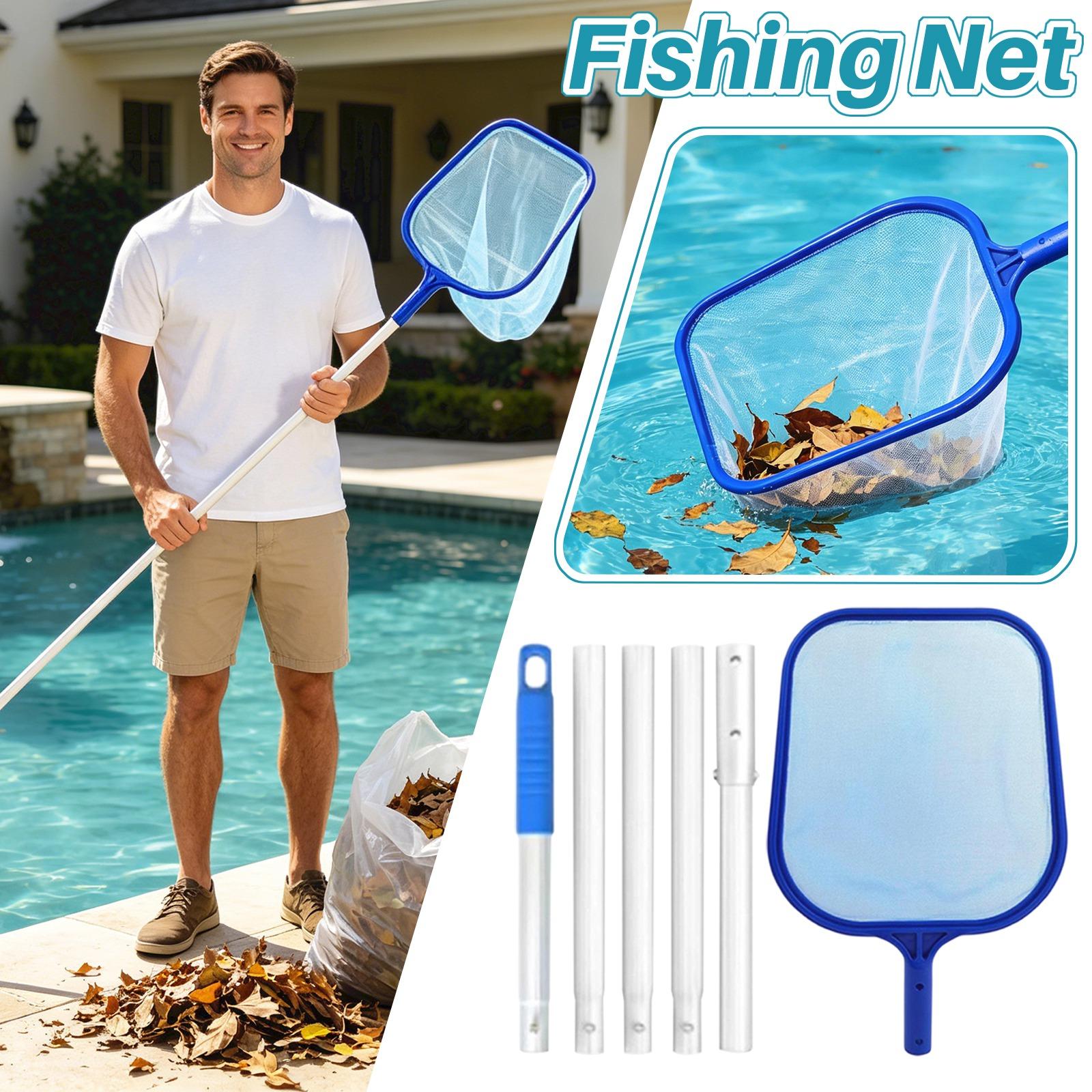 

Pool Cleaning Shallow Water Leaf Net With Sections Of Retractable Aluminum Rod Threaded Connection One Size синий