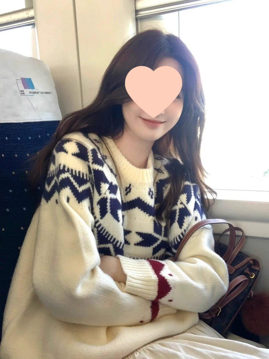 

Женский свитер Fair Isle 2025 - Уютный осенне-зимний рождественский пуловер свободного кроя слоновая кость/белый