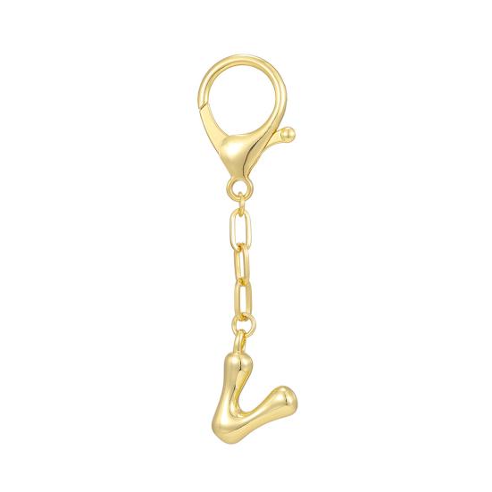 Letter Keychain Mini 3D Alphabet Charm Matte Glossy Golden Plating Key Chain with Lobster Clasp Bags Keys Bracelets Accessories