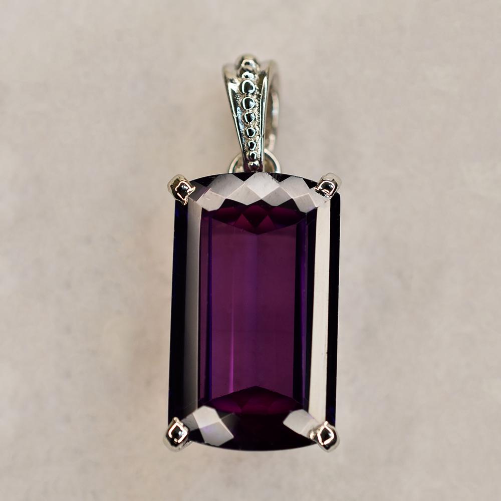 Natural 29.3 Ct 925 Sterling Silver Baguette Pendant CERTIFIED Purple Tanzanite AI-05-NS