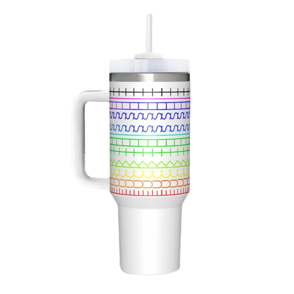 40 oz Stainless Tumbler with Handle and Straw, Large Capacity Cup for Hot & Cold Drinks