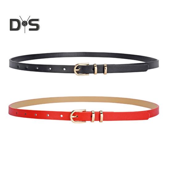 Women Belt Adjustable Multi Holes Design Thin Belt Faux Leather Pin Buckle Belt Solid Color Jeans Pants Belt Costume Accessories