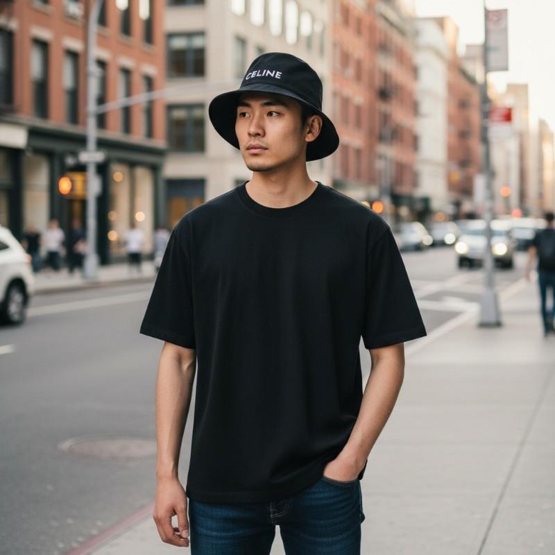 CELINE  2AU5B968P.38UB chapéu preto masculino