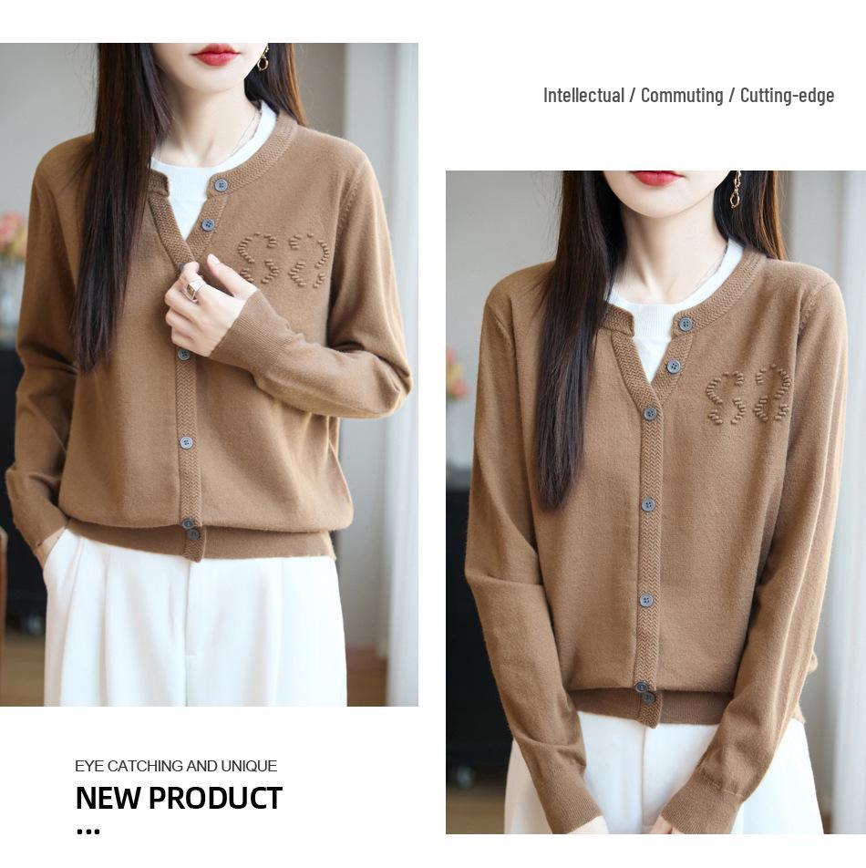 25 Autumn/Winter Women's Knitwear: Andy Velvet Textured Two-Piece Cardigan Sweater, Korean Style