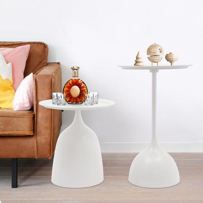 Matte Black/White Iron Side Tables,Freestanding Round Side Table Set for Living Room,Bedroom