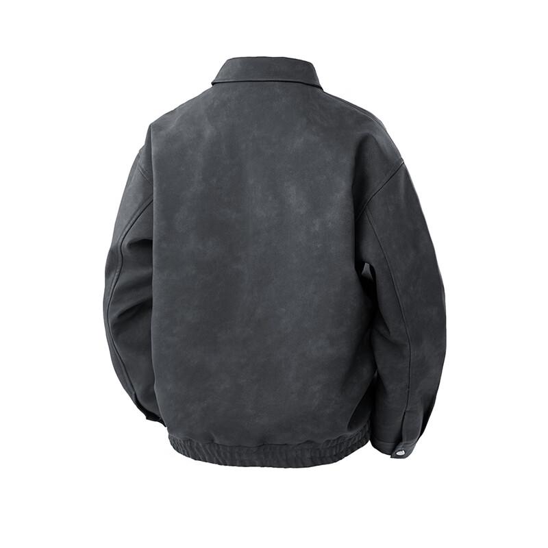 Mark Fairwhale Men's Casual Faux Leather Lapel Jacket