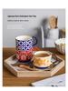 Japanese Retro INS Ceramic Drip Coffee Mug with Print - Stackable Creative Couple Breakfast Cup