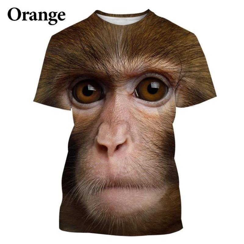 Fashion Casual Orangutan Monkey T-shirt 3D Printing Funny Hip-hop T-shirt Animal Personality Hip-hop T-shirt