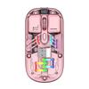 Transparent Wireless Dual-Mode Mice BT5.0 2.4G One-Button Switching Type-C 400mAh Rechargeable Three-Level DPI Adjustable RGB Water-Cooled Lights Pink