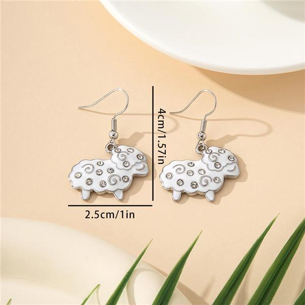 White Sheep Diamond Design Earrings, Earrings, Creative Fashion, Exquisite and Elegant Alloy Material