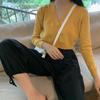 Fashion Short High Waist Long Sleeve Collar Women's Knit Cardigan Sweater Coat for Autumn Winter
