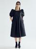 Bomnal Boutique Iris Volume Puff Midi Dress _ Black