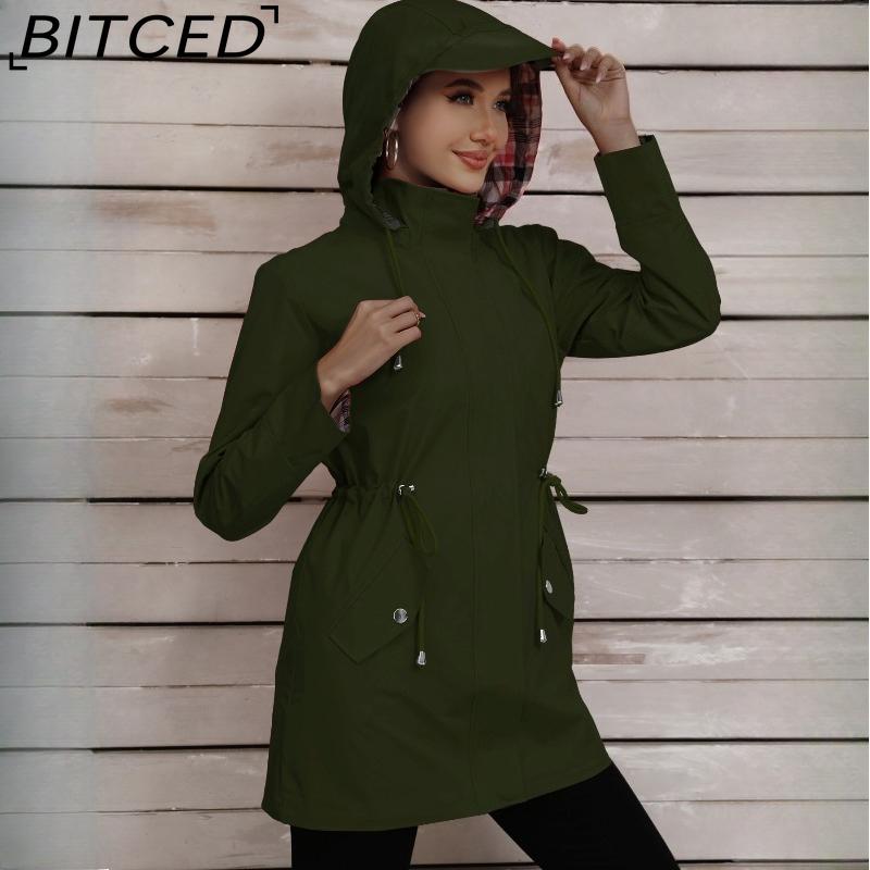 BITCED Frühlings-/Herbst Slim-Fit Kapuzen-Windjacke für Damen - Vielseitiges Freizeit-Oberteil