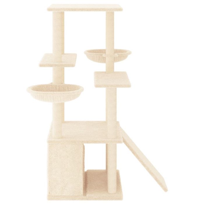 VidaXL Arbre à chat avec griffoirs en sisal crème 133 cm 171756