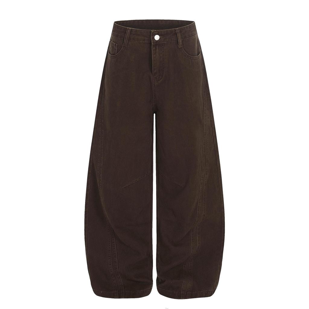 American Retro Patchwork Scimitar Casual Floor-Length Wide Leg Pants