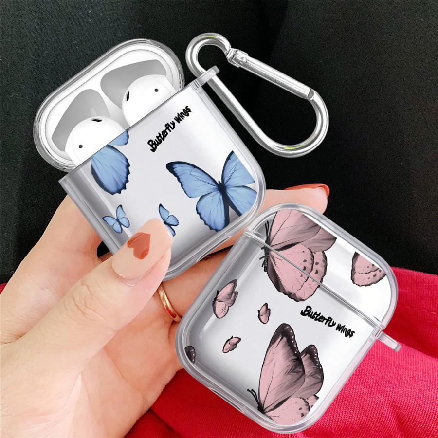 Case For Airpods Pro2 4 Pro3 1 Pro 2 3 Clear Earphone Cases Cover Red Blue Butterfly