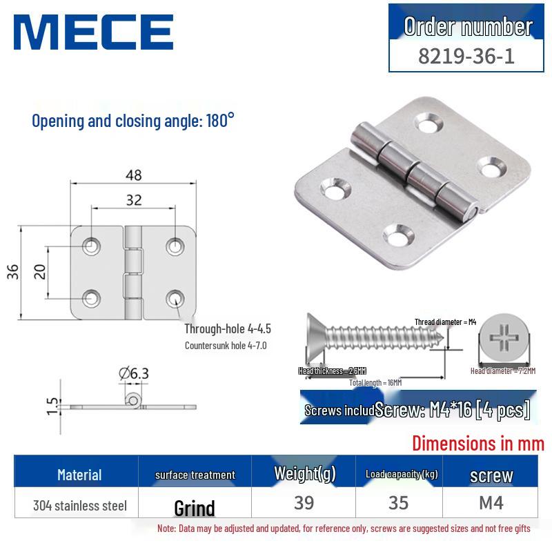 Thickened Stainless Steel Small Hinge for Folding Cabinet, Window, or Wooden Box with Lotus Leaf Design.