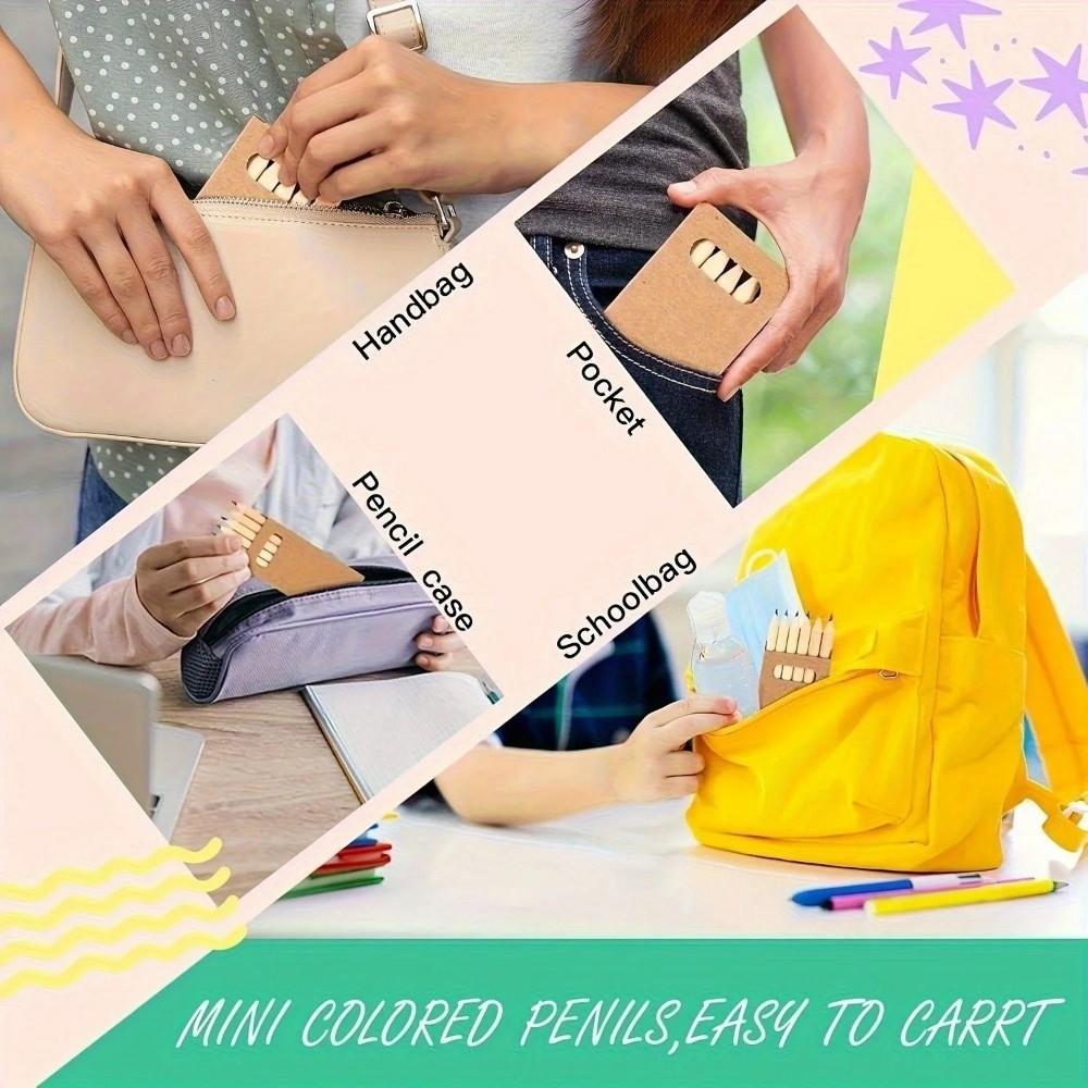 5 Boxes/30pcs Kraft Paper Box Children's Short Pen Mini Drawing Pencil Student Stationery