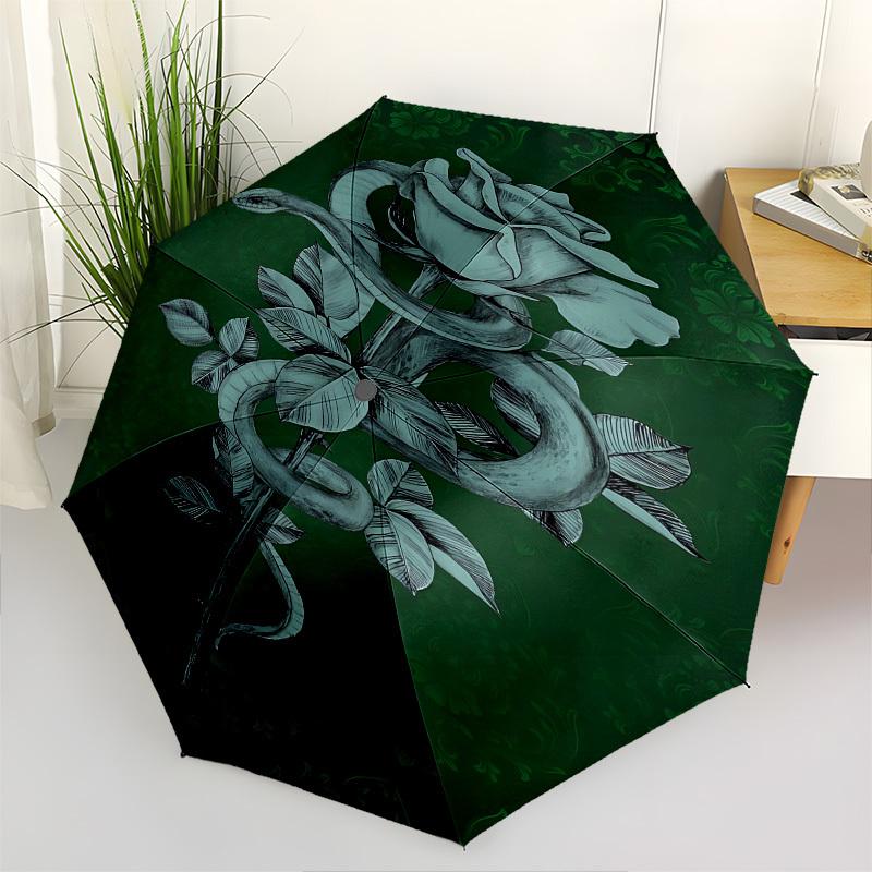 

Snake Rose Automatic Folding umbrella Compact 8 rib Design,Unique Style,Suitable for Everyday Outdoor Use,Perfect Gift for Friends and