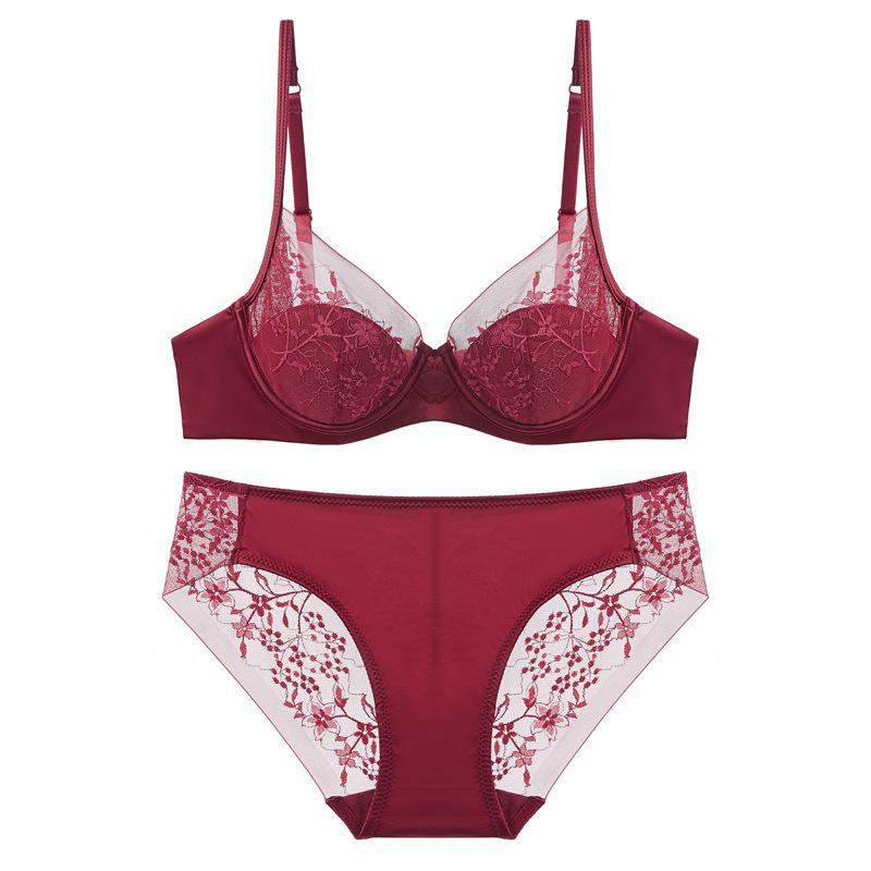 Conjunto de Sutiã Zodíaco de Renda Vermelha Bordada - Nova Coleção de Lingerie Francesa