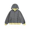 Unisex Striped Hooded Zip-Up Sweatshirt Casual Oversized Pullover Fall Outerwear