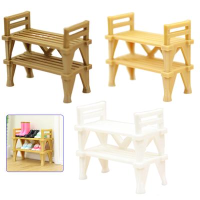 1pcs Dollhouse Simulated Double Layer Shoe Rack Model Dollhouse Furniture Accessories Dolls House Home Scene Decoration Toys