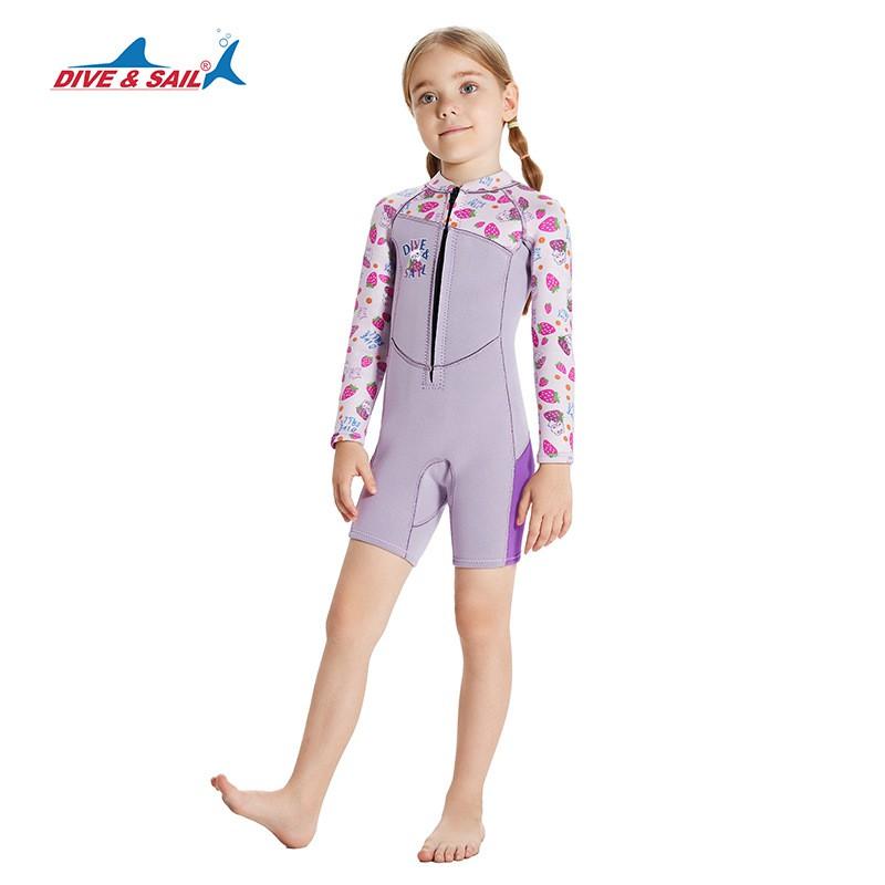 Children's Diving Suit 2.5MM One-piece Long Sleeve Shorts Women Snorkeling Surfing Warm Jellyfish Swimming