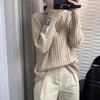 Pullover Sweater Autumn And Winter 2022 Vertical High Neck Sweater Women Loose Slouchy Pullover Solid Knitted Sweater Pullover